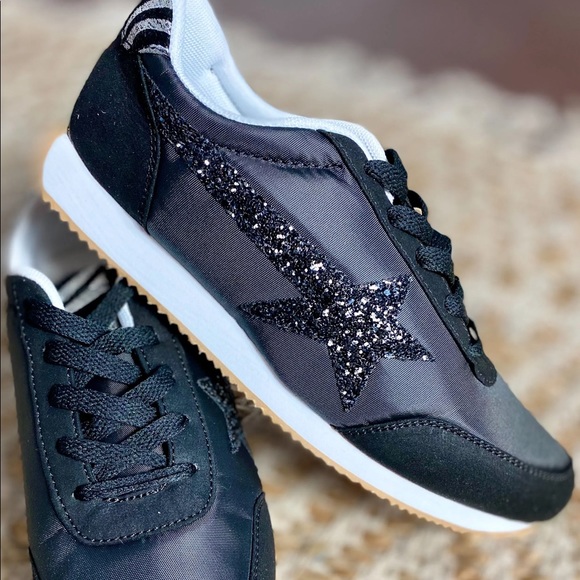 Vintage Grey Sequin Star & Zebra Stripe Sneakers - Picture 8 of 8